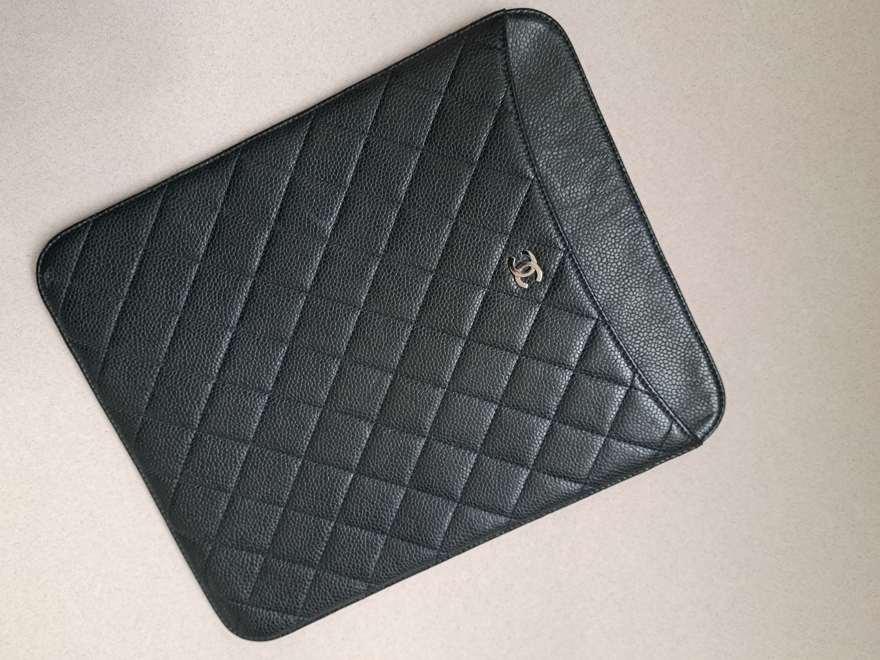 Preowned Chanel Black Caviar Leather iPad Case