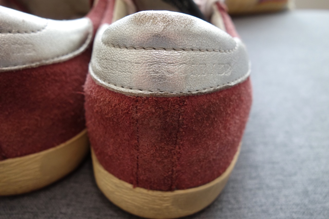 Preowned Golden Goose Red Distressed Super Star Sneakers Size 39 Burgundy suede/leather