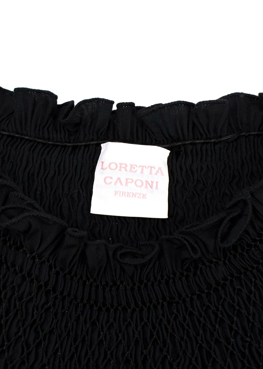 Loretta Caponi Black Cotton Off-shoulder Top Size XS