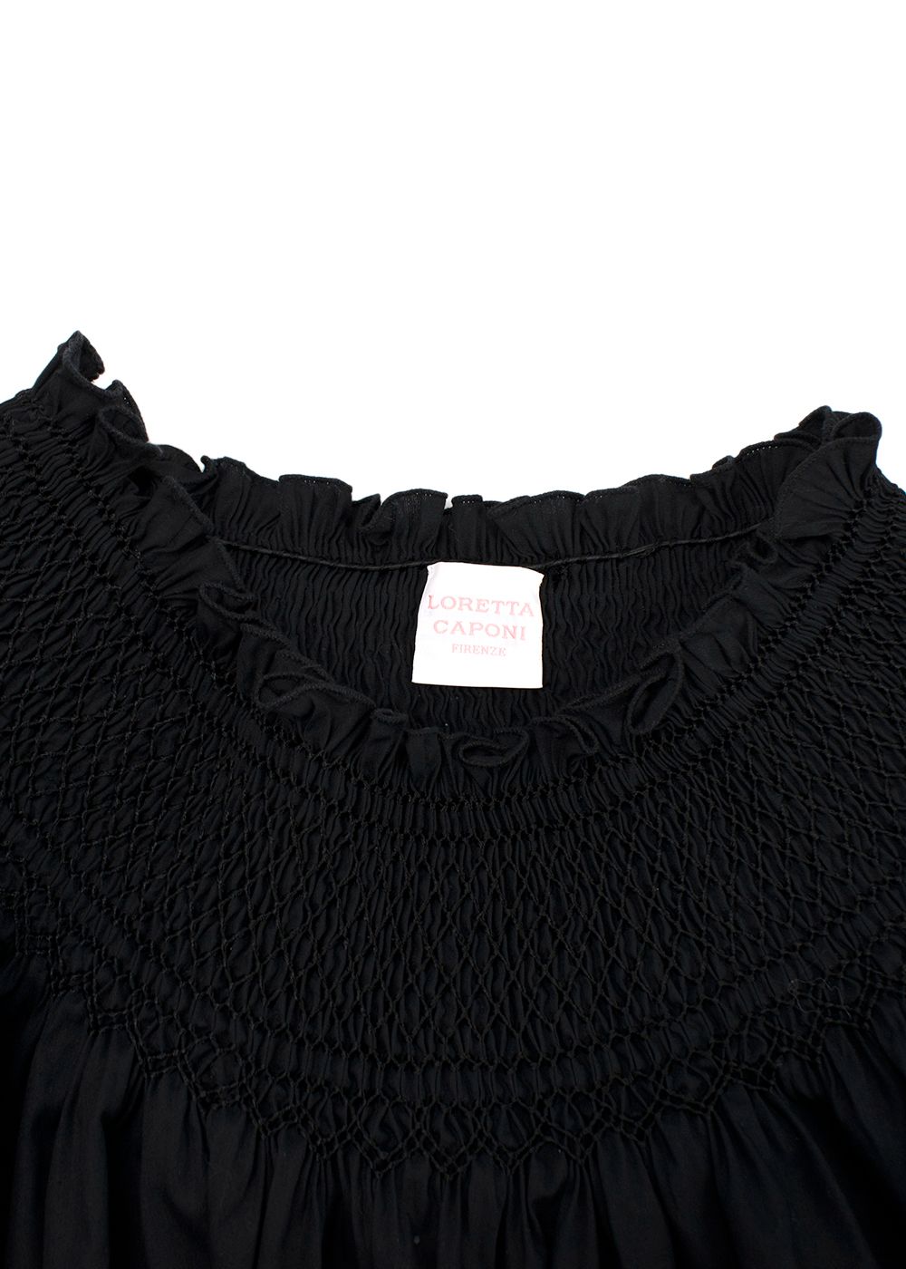 Loretta Caponi Black Cotton Off-shoulder Top Size XS