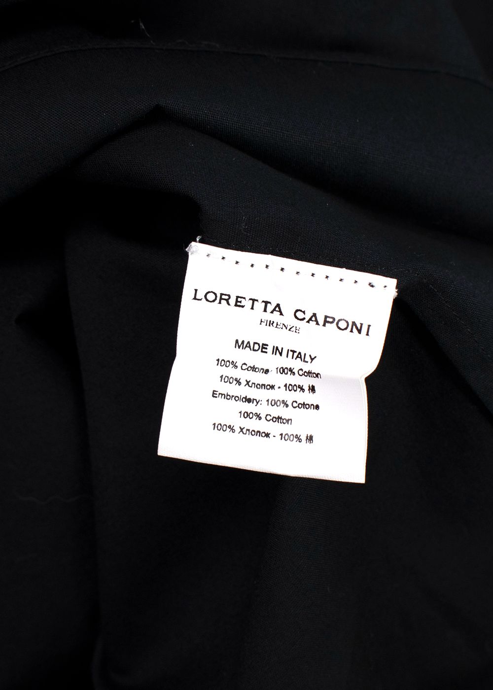 Loretta Caponi Black Cotton Off-shoulder Top Size XS