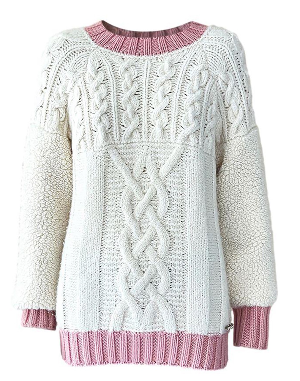 Chanel Cream Contrast Stitch Cable Knit Jumper Size S ecru cashmere