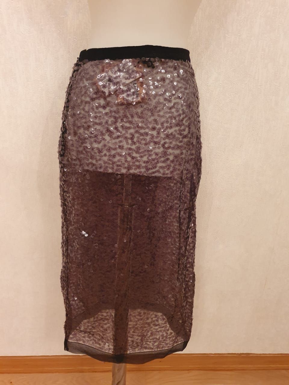 Miu Miu Black Sequin Pencil Skirt Size M synthetic