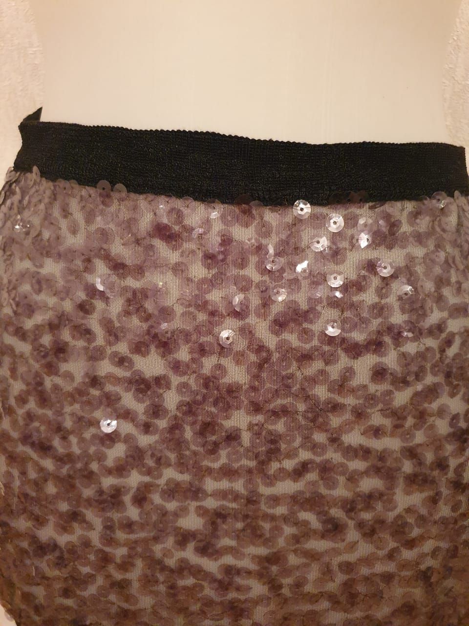 Miu Miu Black Sequin Pencil Skirt Size M synthetic