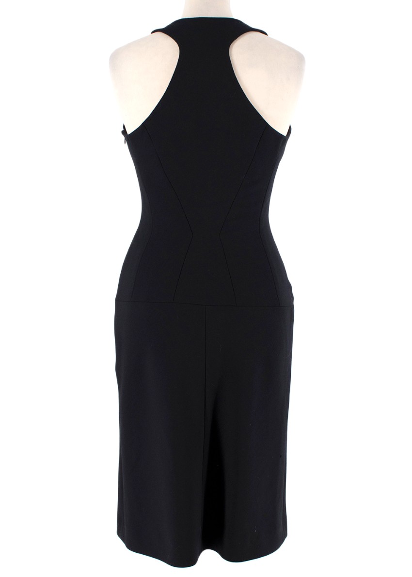 Preowned Alaia Black Wool-Crepe Sheath Dress Size S wool