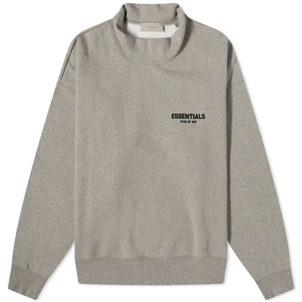 Fear Of God Essentials Dark Oatmeal Mockneck Sweatshirt Size XS Beige cotton