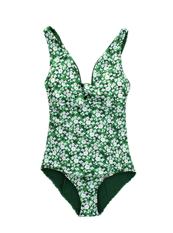 Borgo De Nor Green Floral Pallas Bow Tie Swimsuit Size S Green White recyled polyamide/elastane