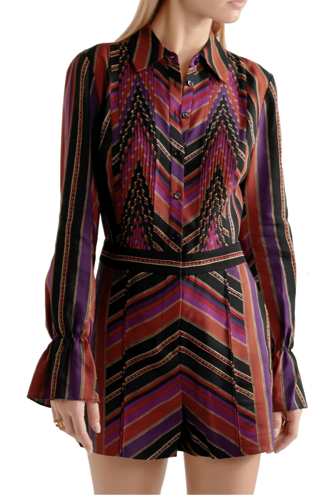 DVF Printed Wool  Silk Ariella Playsuit Size XS Purple