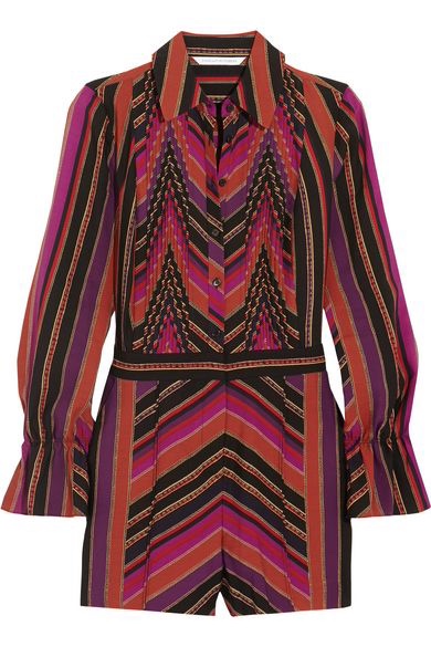 DVF Printed Wool  Silk Ariella Playsuit Size XS Purple