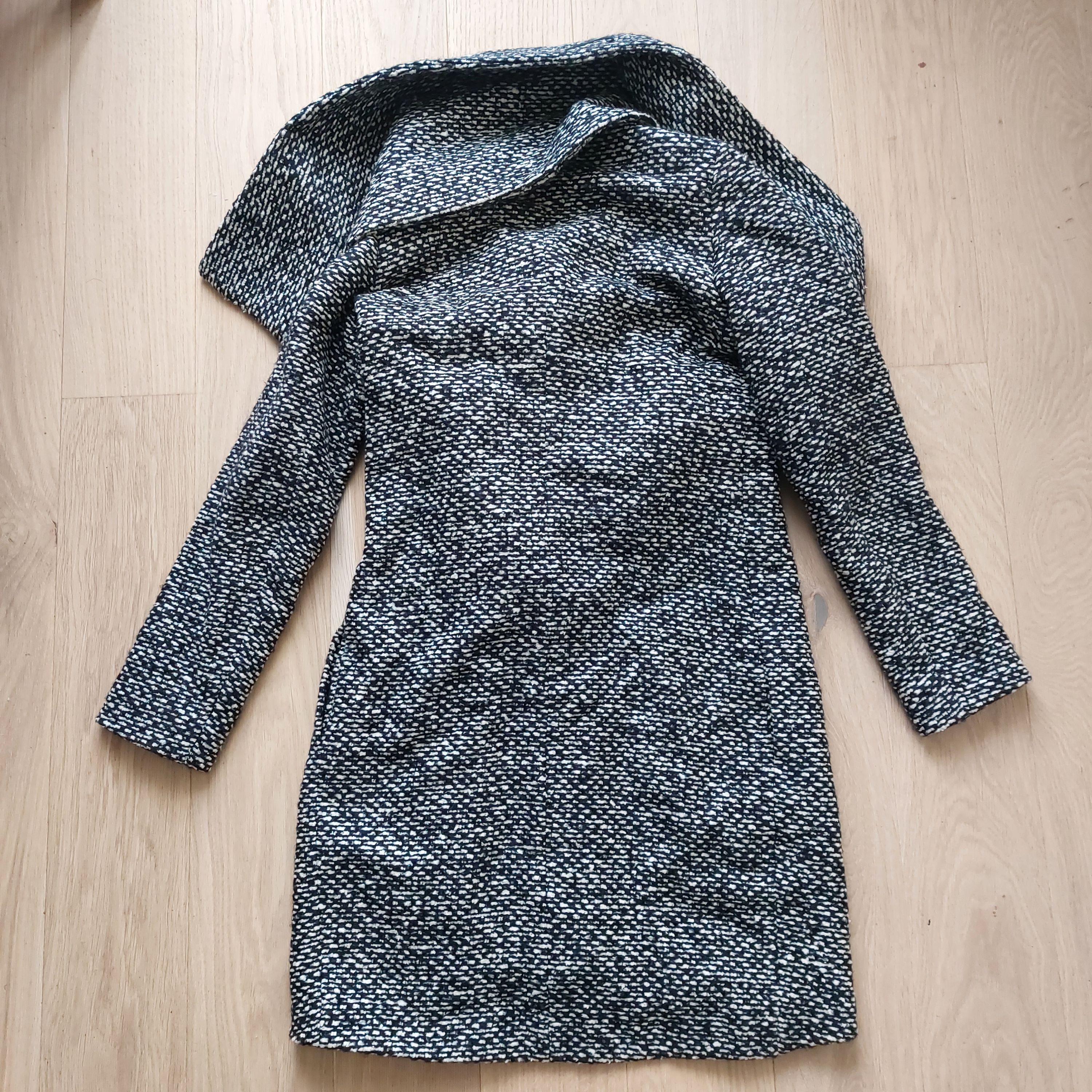 Jil Sander Tweed Wool Funnel Wrap coat Size S