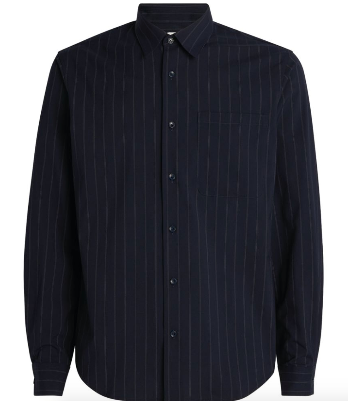 Men's Sandro Navy Pinstriped Shirt Size L polyester