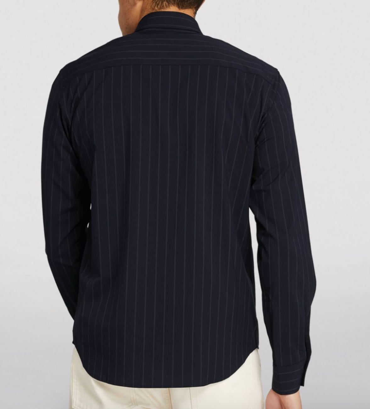 Men's Sandro Navy Pinstriped Shirt Size L polyester