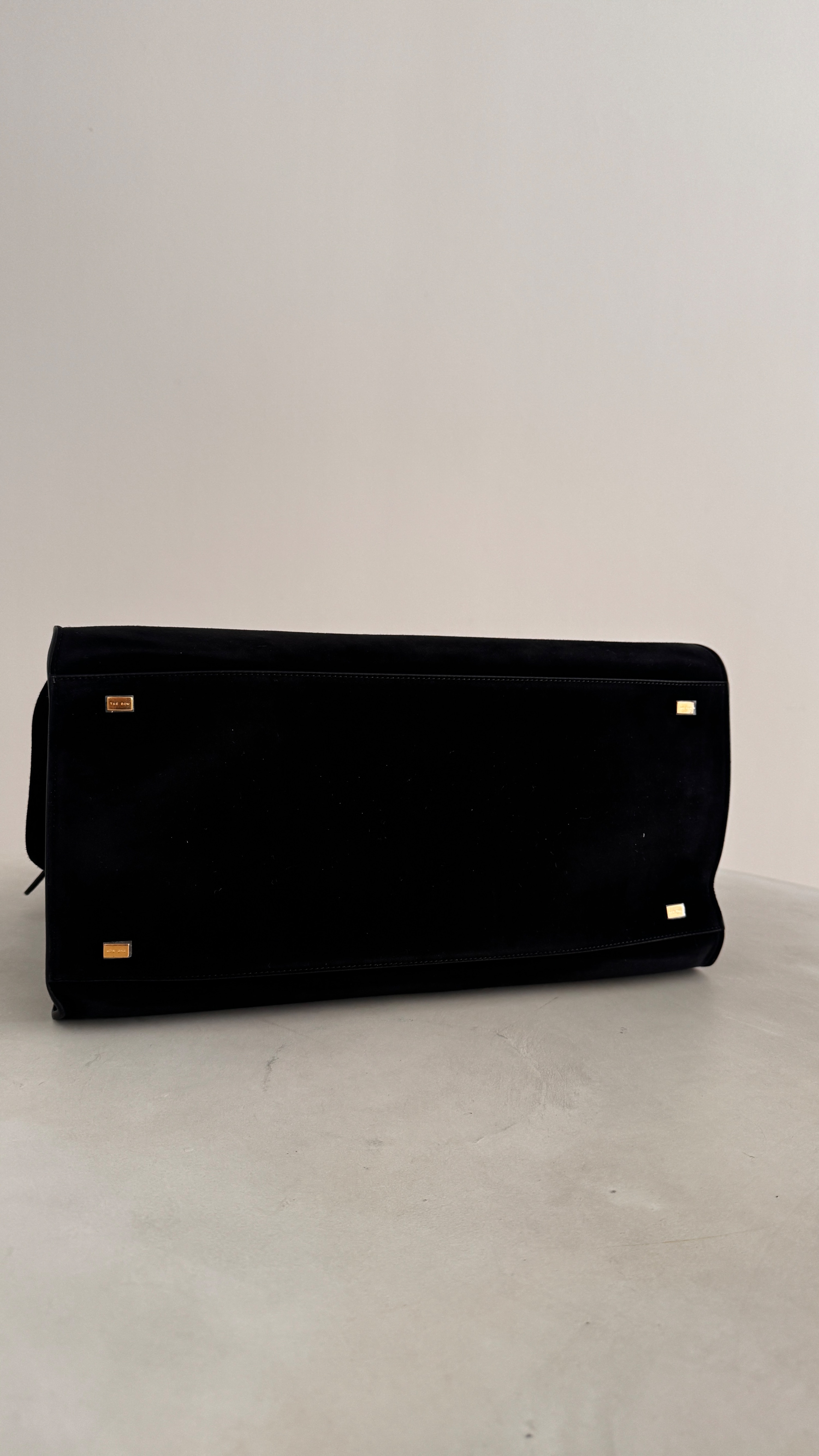 The Row Black Suede Margaux 15 Tote Bag suade