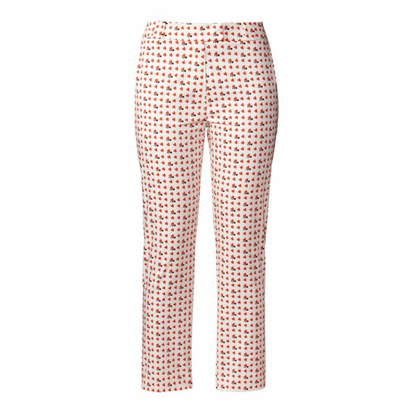 ORLA KIELY Poppy/Busy Bee Cropped Cotton Trousers Size XS Red