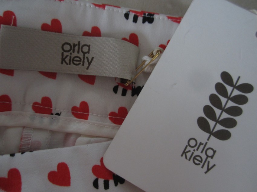 ORLA KIELY Poppy/Busy Bee Cropped Cotton Trousers Size XS Red