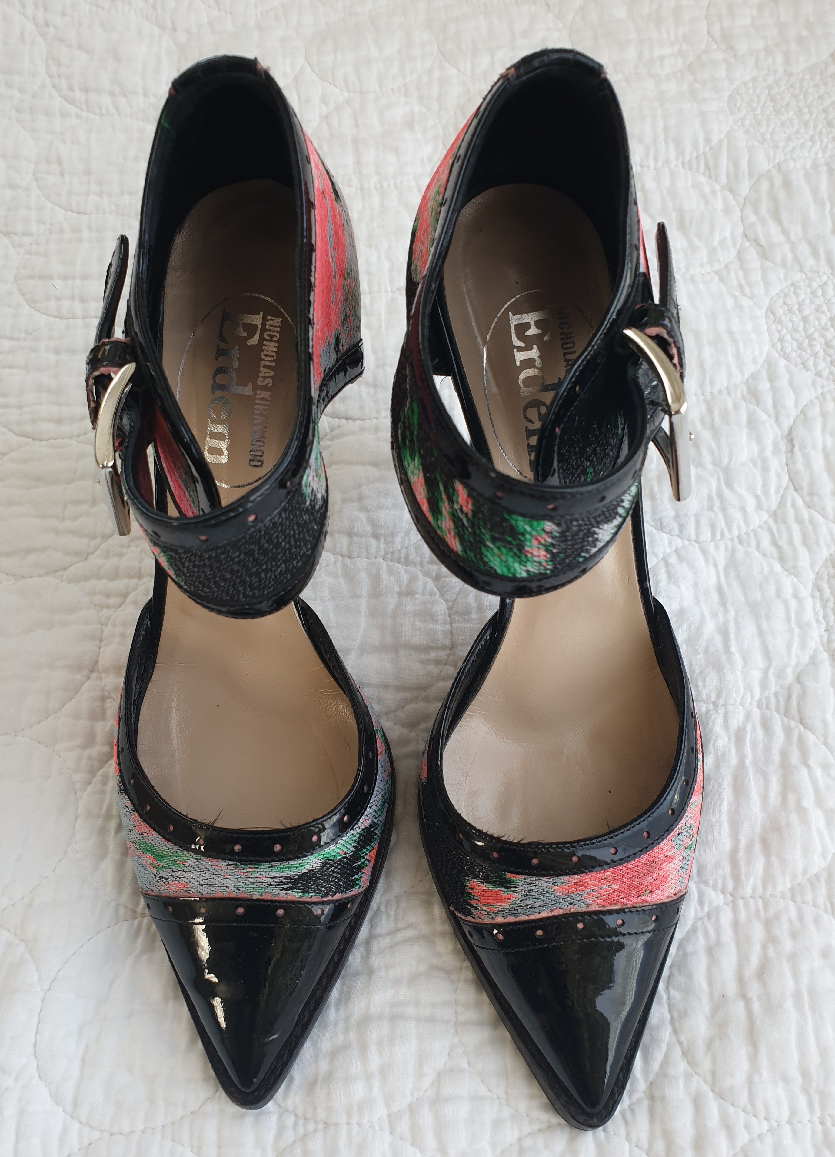 Preowned Nicholas Kirkwood x Erdem Patent Leather Pumps Size 38 Multicoloured