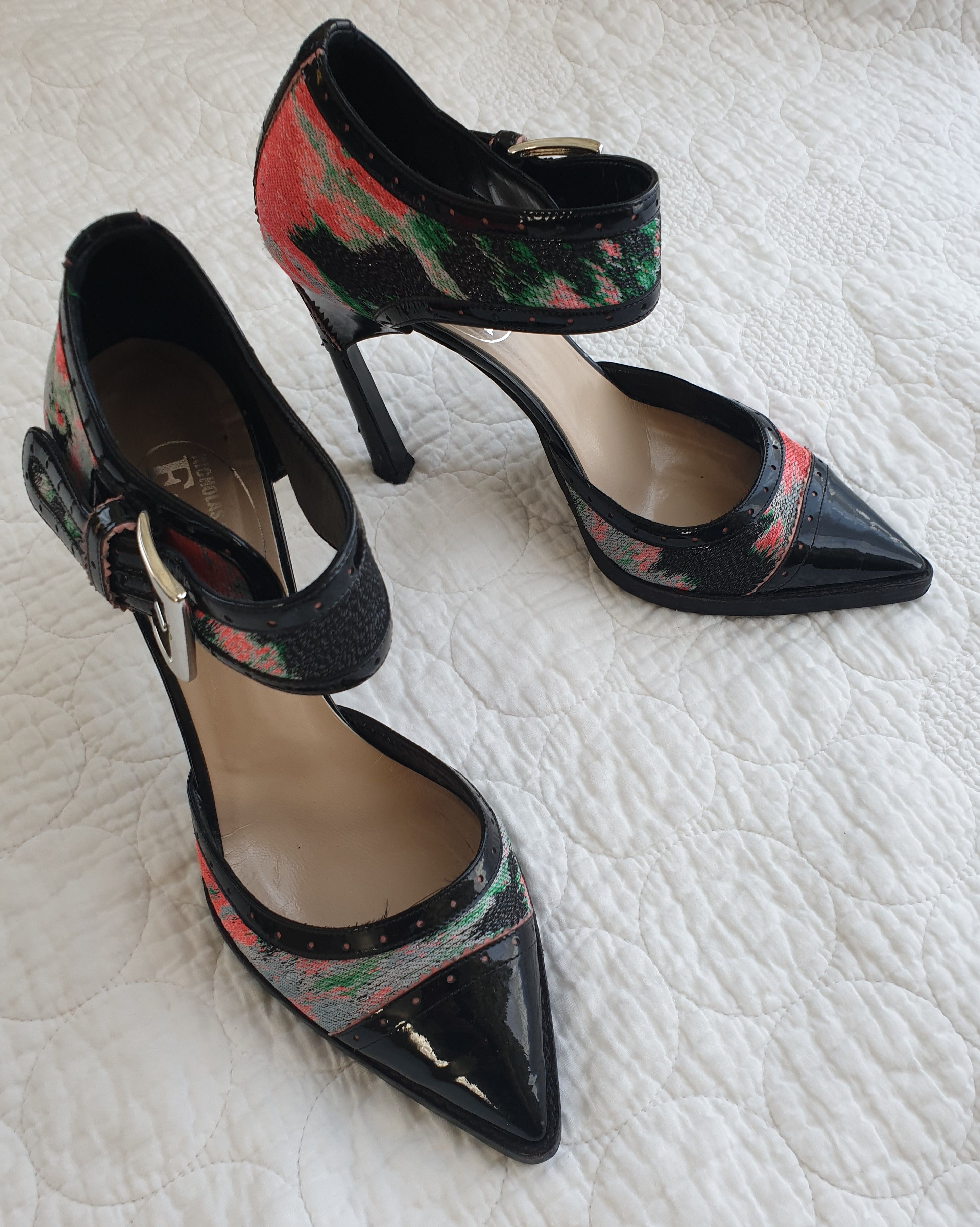 Preowned Nicholas Kirkwood x Erdem Patent Leather Pumps Size 38 Multicoloured