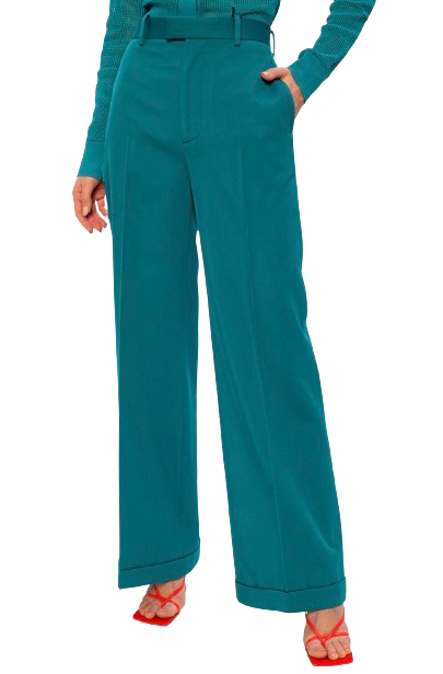 Preowned Bottega Veneta Teal Tailored Trousers Size M Emerald wool