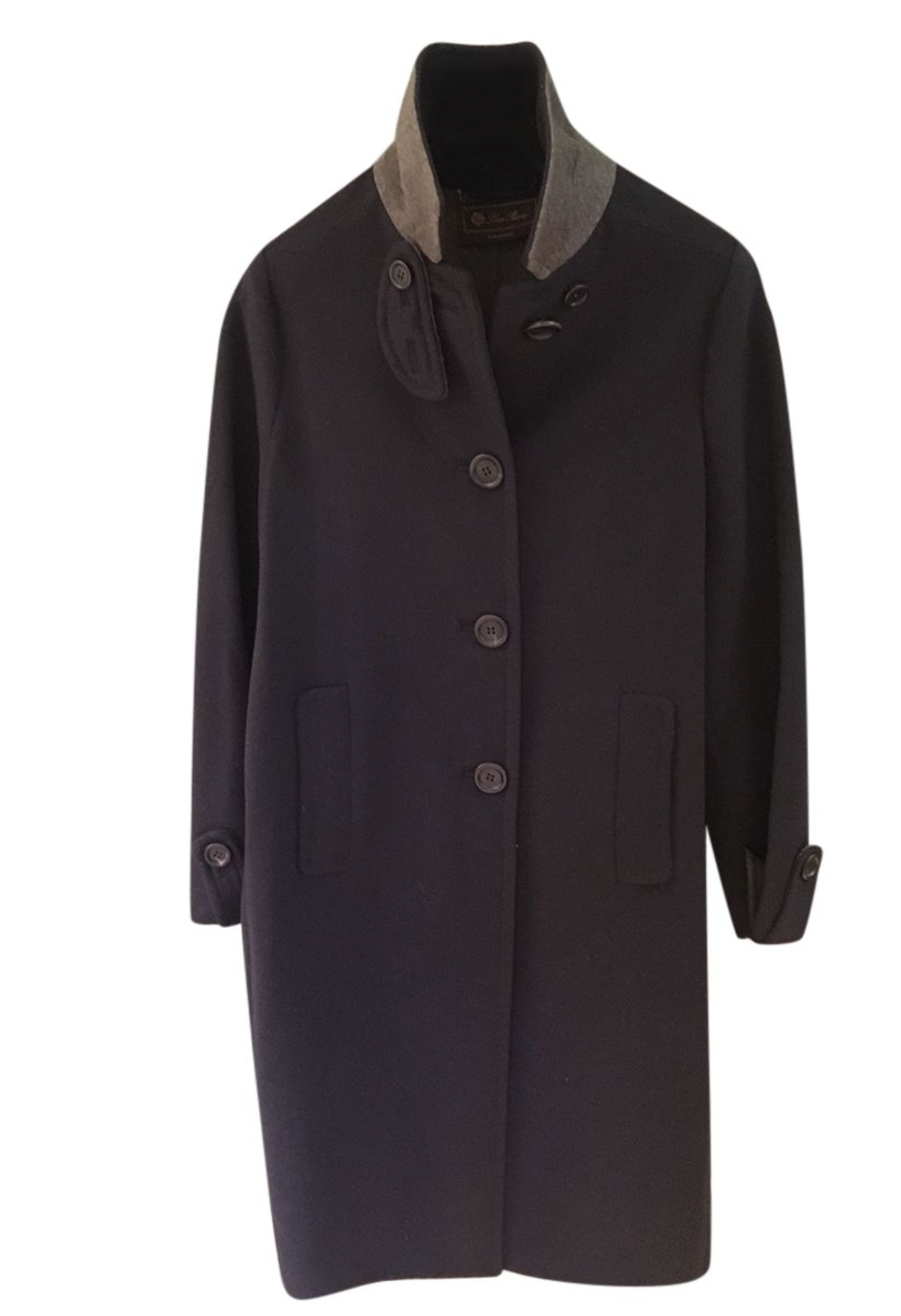 Loro Piana Black Double Faced Cashmere Coat Size S