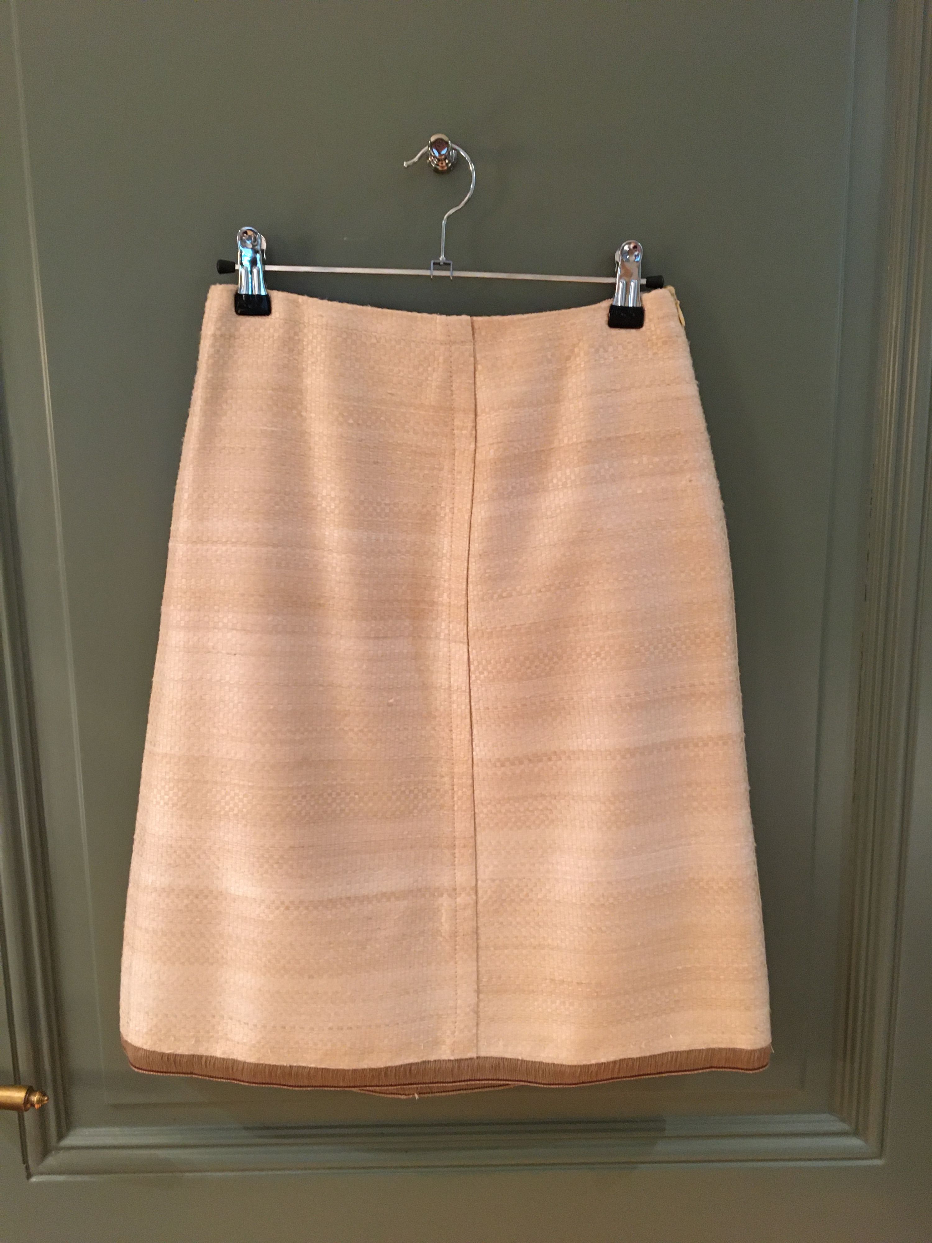 Preowned Prada Beige Silk Woven A-Line Skirt Size S beige/camel