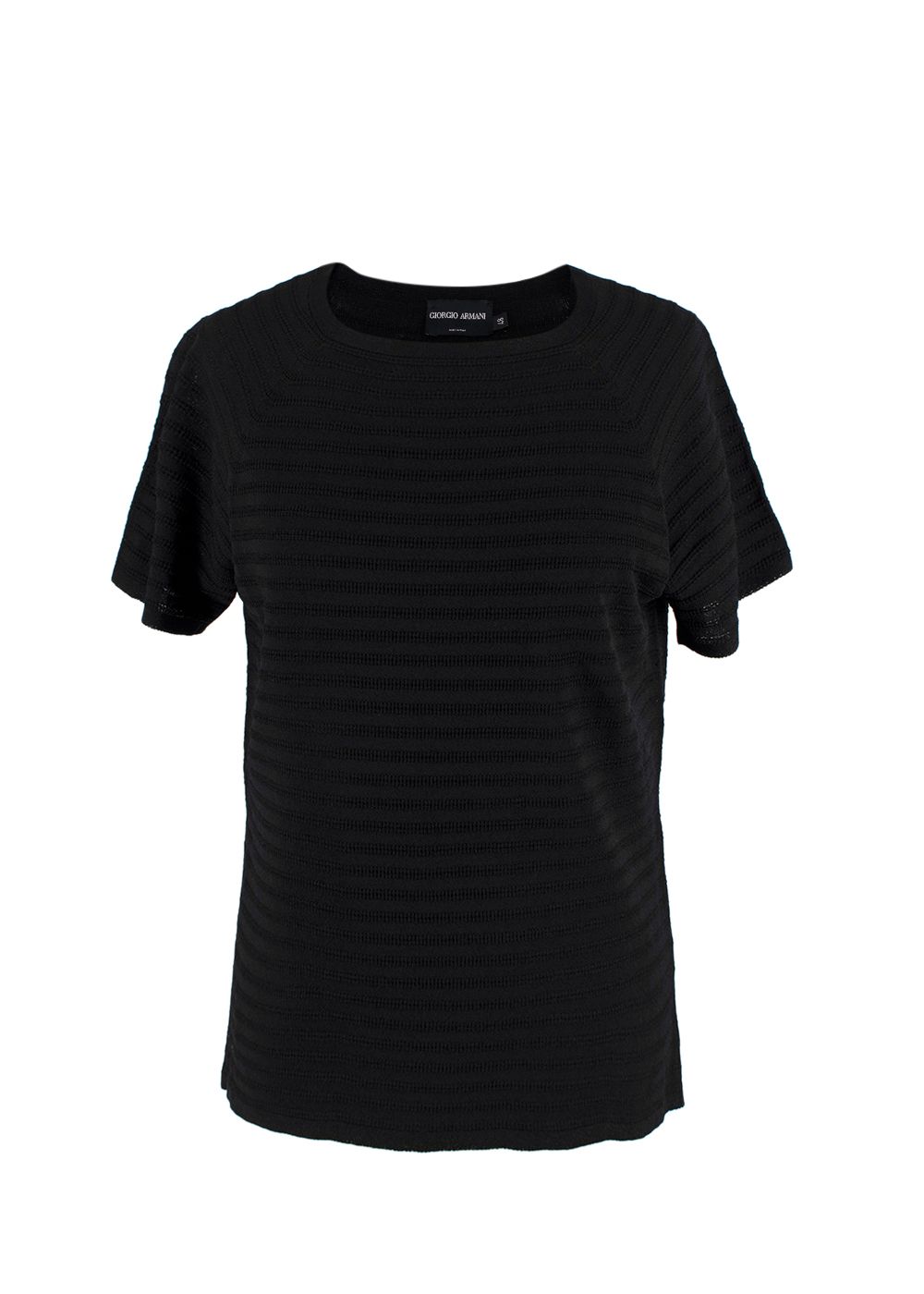 Giorgio Armani Black Ribbed T-Shirt Size XL viscose