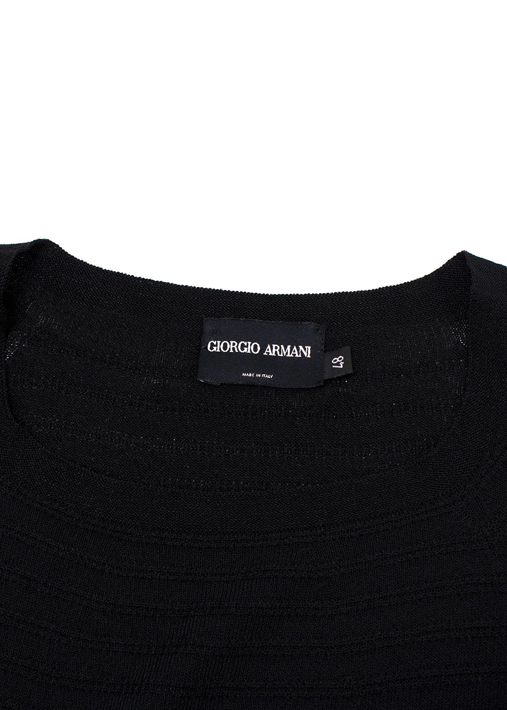 Giorgio Armani Black Ribbed T-Shirt Size XL viscose