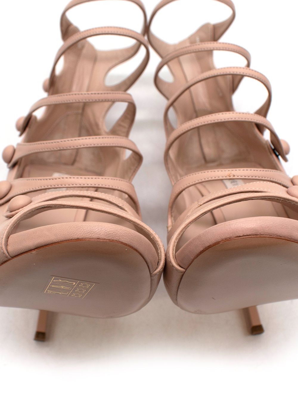 Preowned Casadei Blush Blade Caged Sandals Size 39 Baby Pink leather