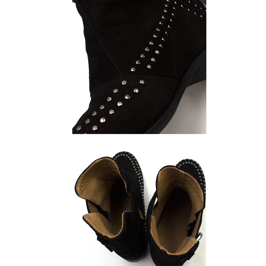 Preowned Thakoon Addition Black Suede Studded Fiona2 Boots Size 36