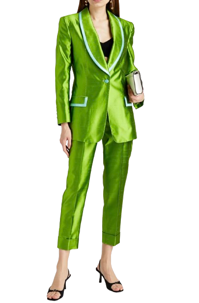 Dolce  Gabbana Leaf Green Silk-dupioni Blazer Size XL silk