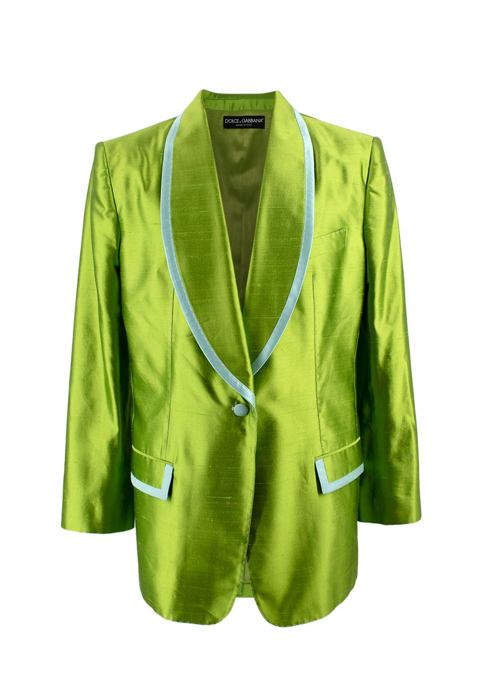 Dolce  Gabbana Leaf Green Silk-dupioni Blazer Size XL silk