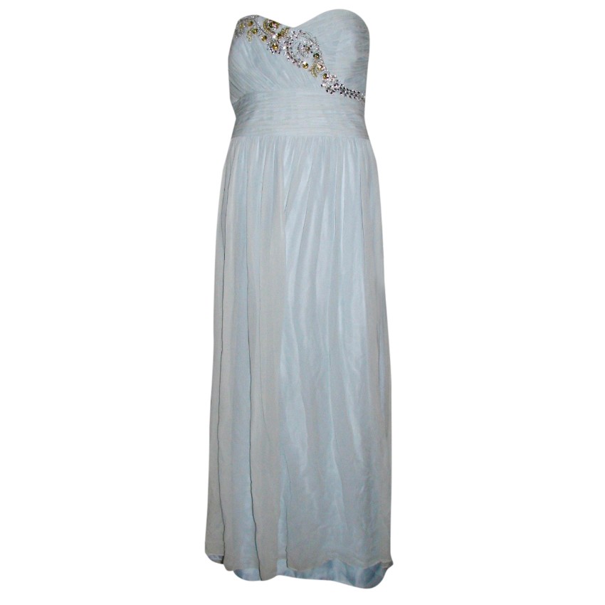 Preowned Marchesa Notte light-blue embellished strapless gown Size XL Beige/Nude silk