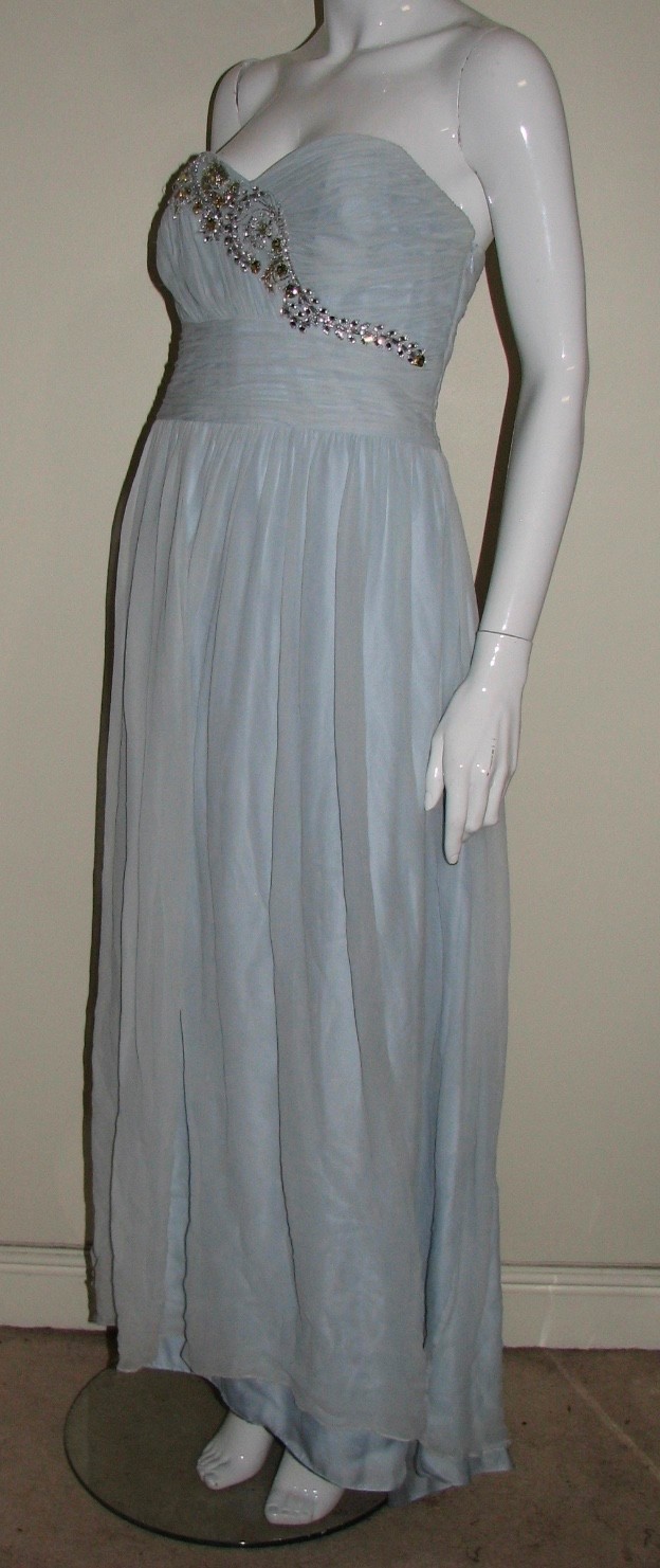 Preowned Marchesa Notte light-blue embellished strapless gown Size XL Beige/Nude silk