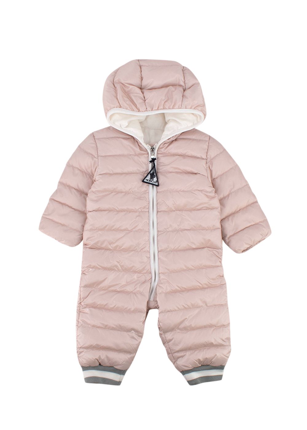 Boys Moncler Light Pink Quilted Baby Snowsuit Size 6-9 Months polyester