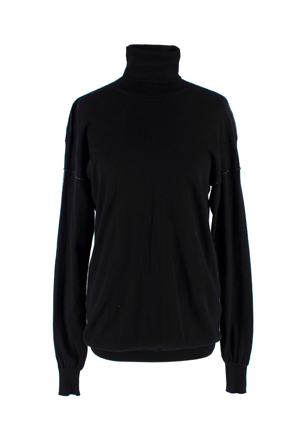 Preowned Celine Black Roll Neck Cashmere Fine Knit Jumper Size XS