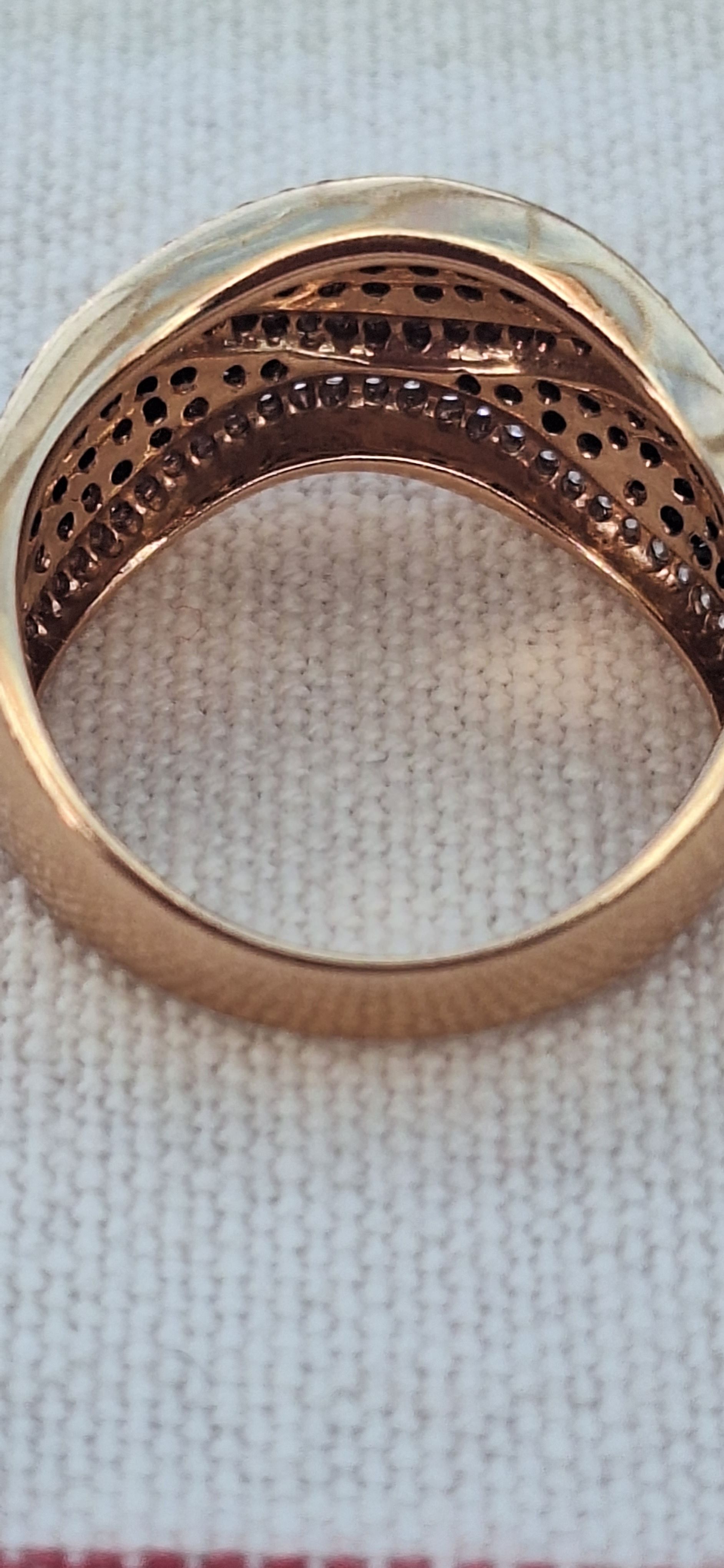 Preowned Bespoke White and Black Diamond 18ct Rose Gold Dress Ring rosegold/black/white diamonds