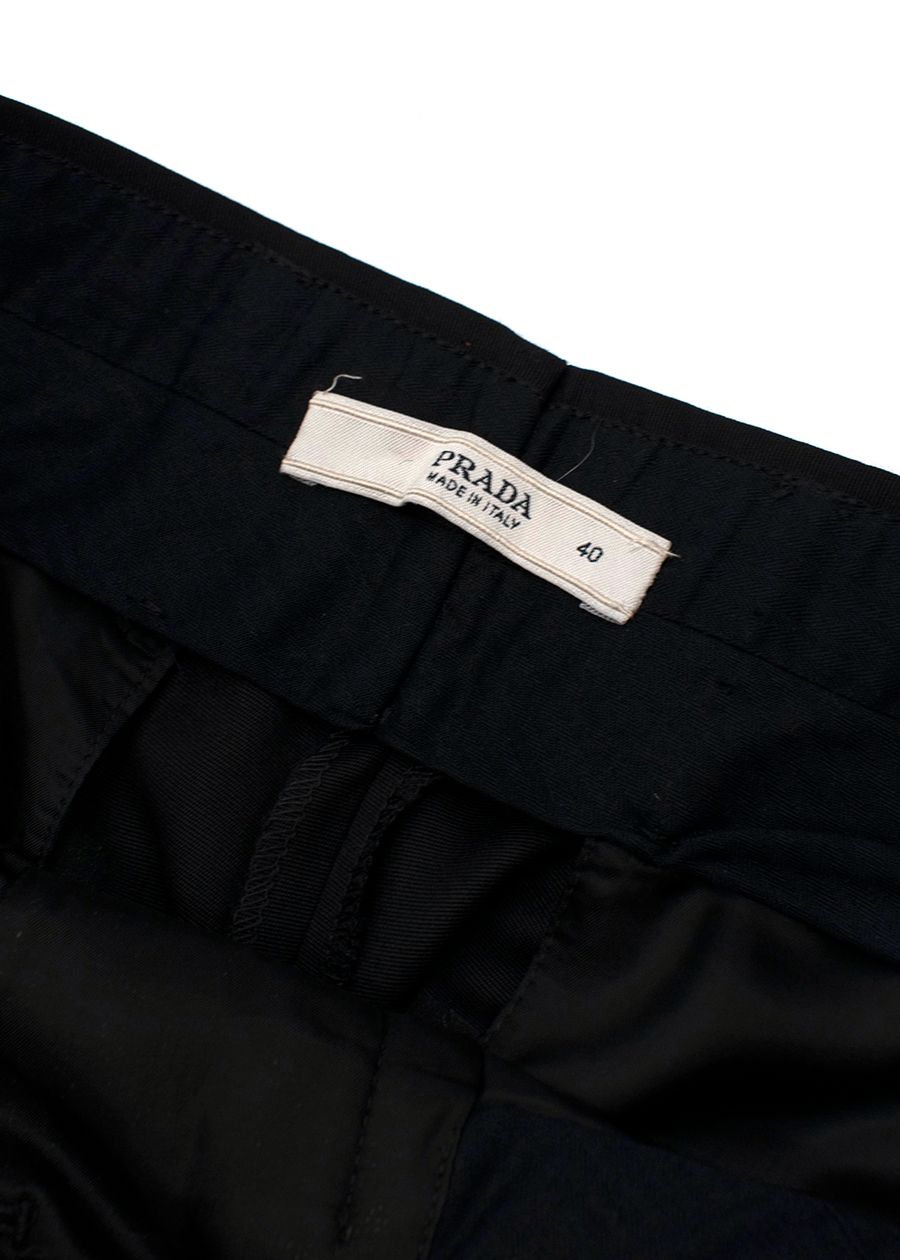 Preowned Prada Textured Black Trousers Size XS cotton