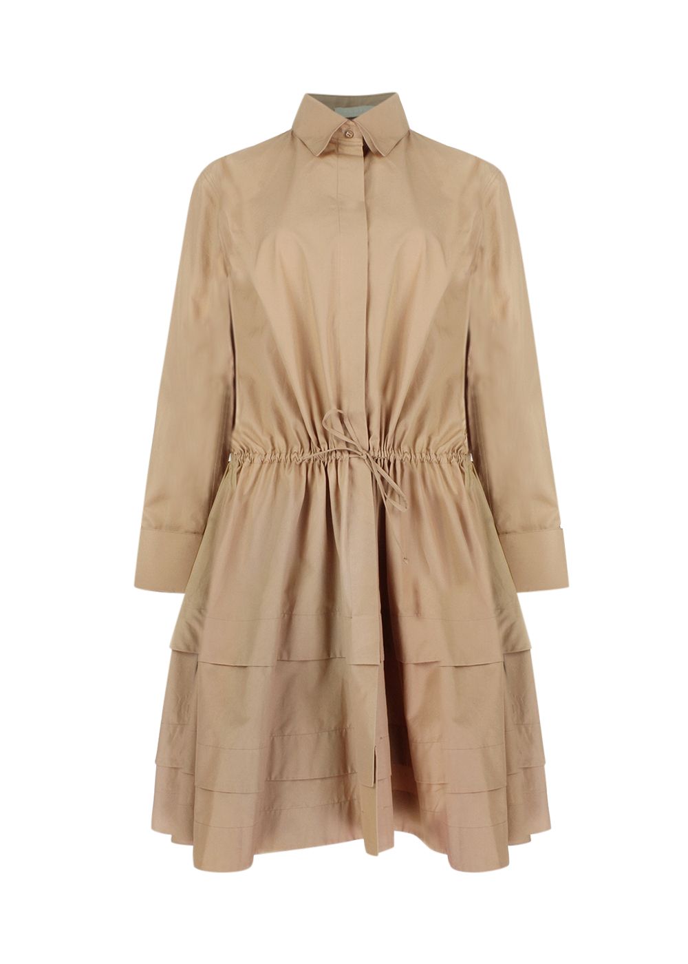 Alaia Beige Drawstring Waist Shirt Dress Size L Sandy cotton