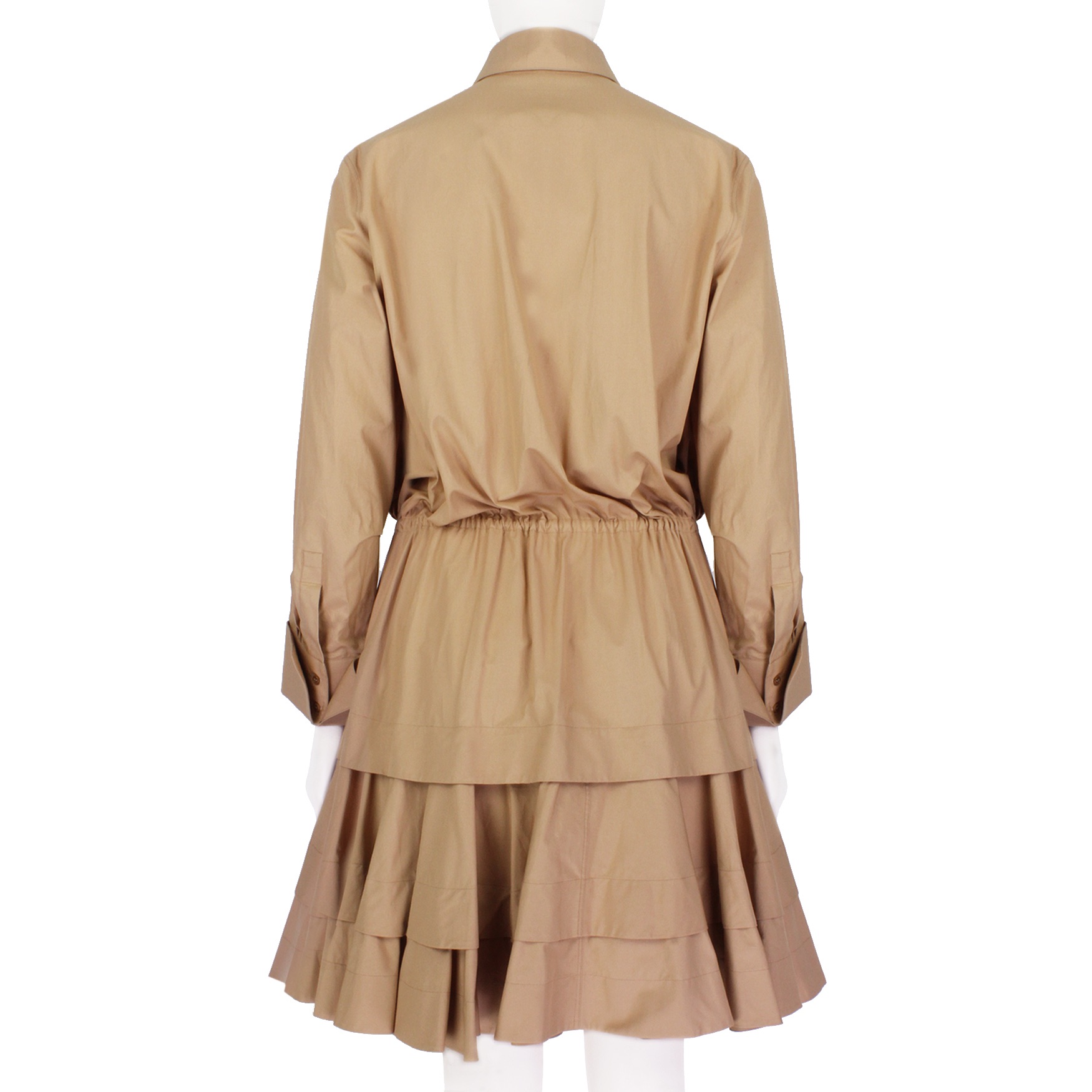 Alaia Beige Drawstring Waist Shirt Dress Size L Sandy cotton