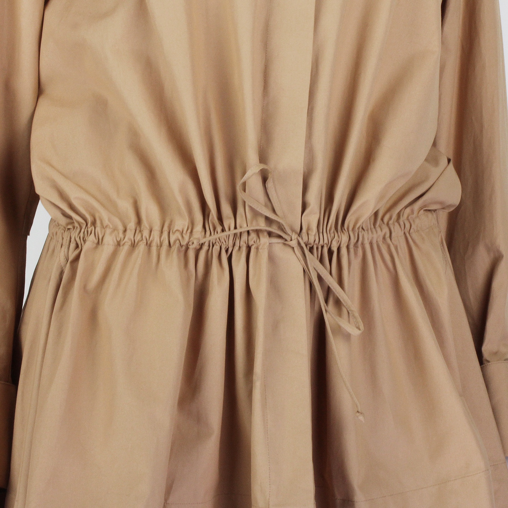 Alaia Beige Drawstring Waist Shirt Dress Size L Sandy cotton