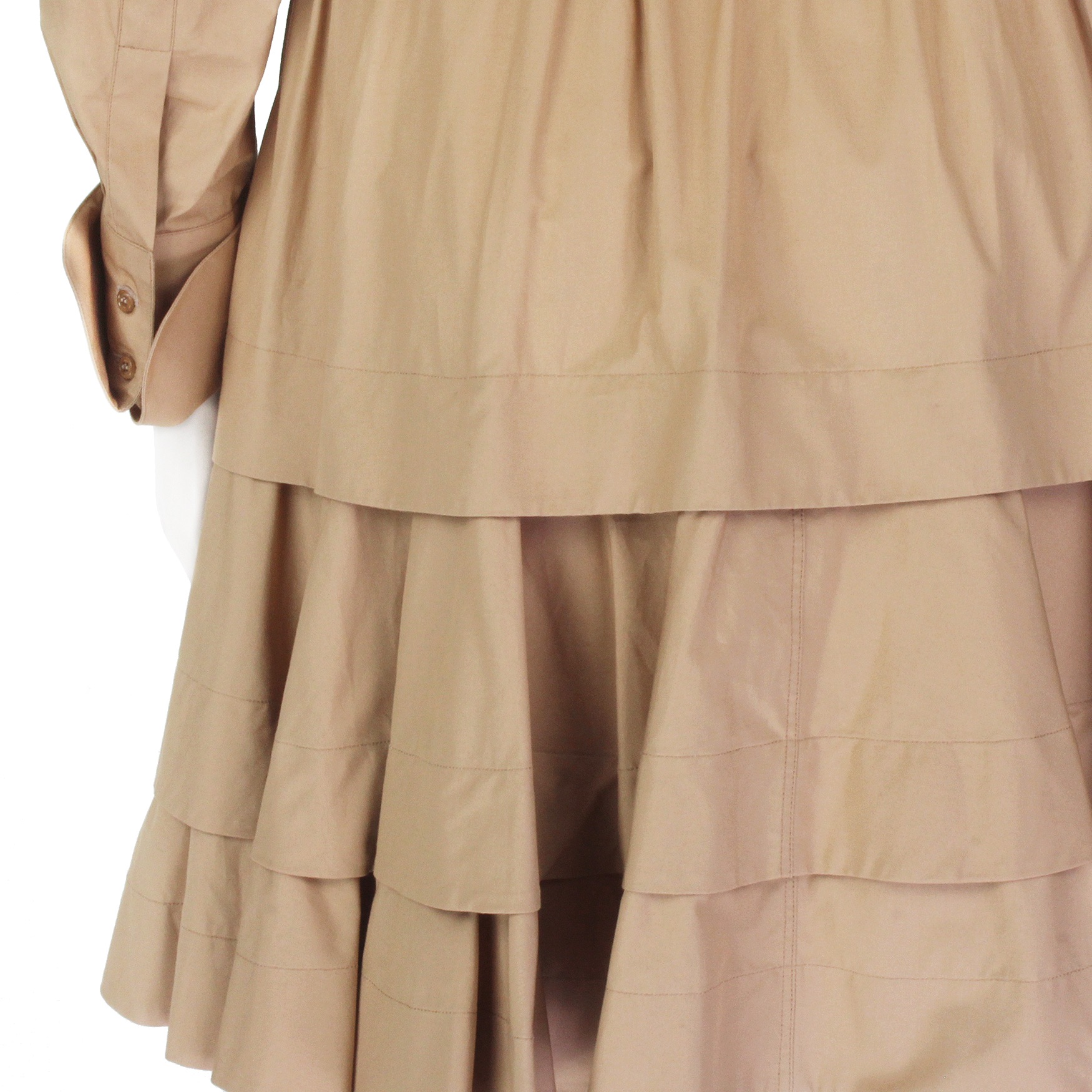 Alaia Beige Drawstring Waist Shirt Dress Size L Sandy cotton