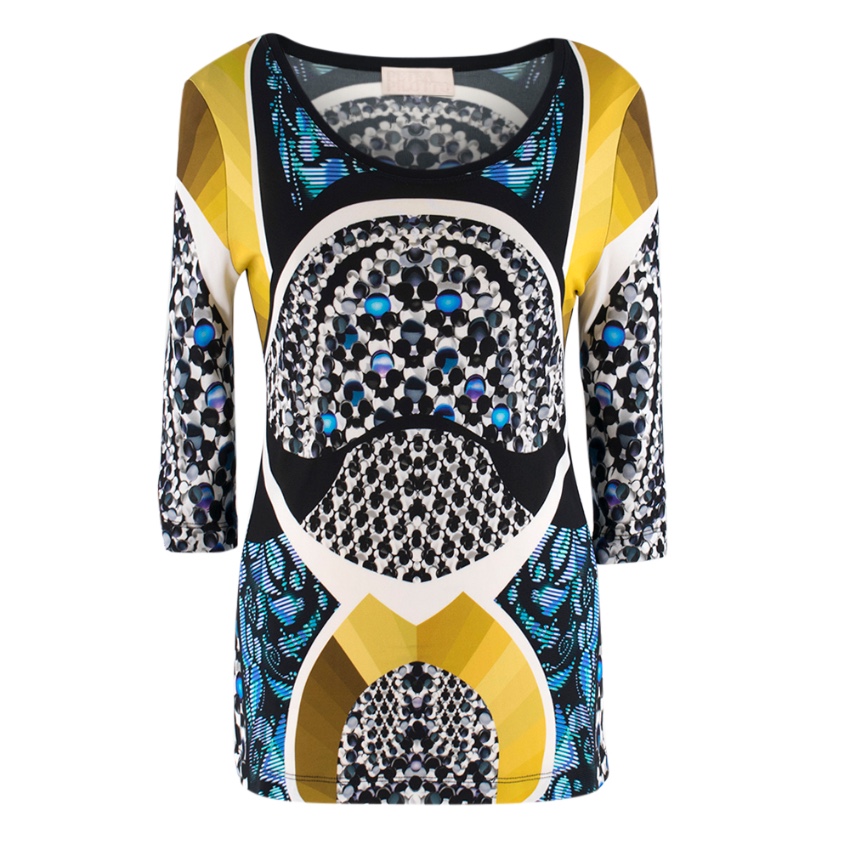 Peter Pilotto Black  Yellow Patterned Sheer Top Size XS Floral / Patterned viscose