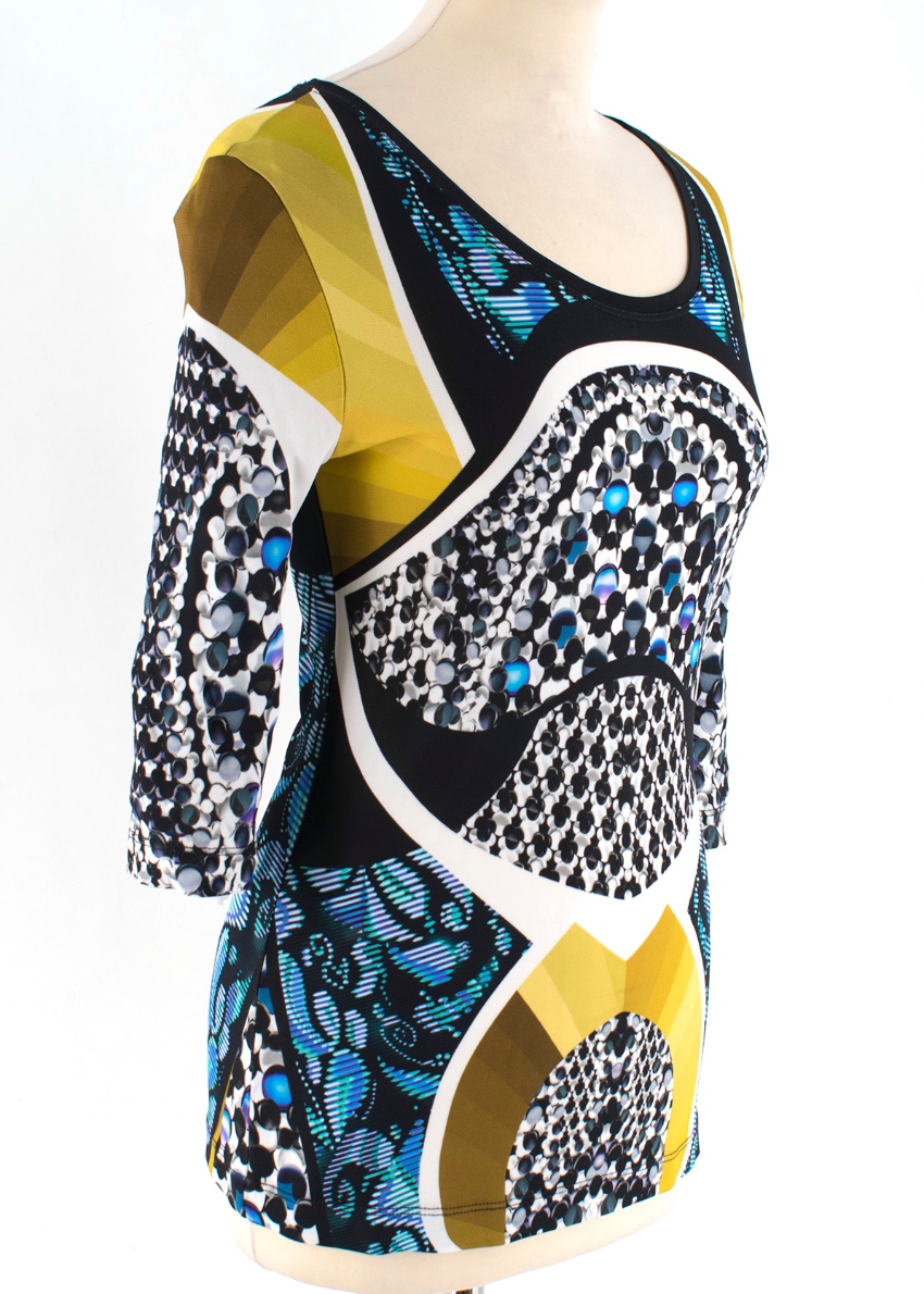 Peter Pilotto Black  Yellow Patterned Sheer Top Size XS Floral / Patterned viscose