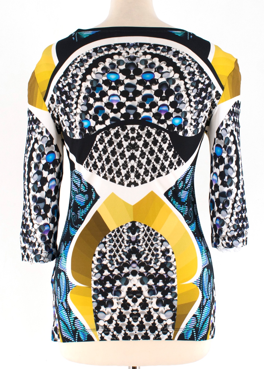 Peter Pilotto Black  Yellow Patterned Sheer Top Size XS Floral / Patterned viscose