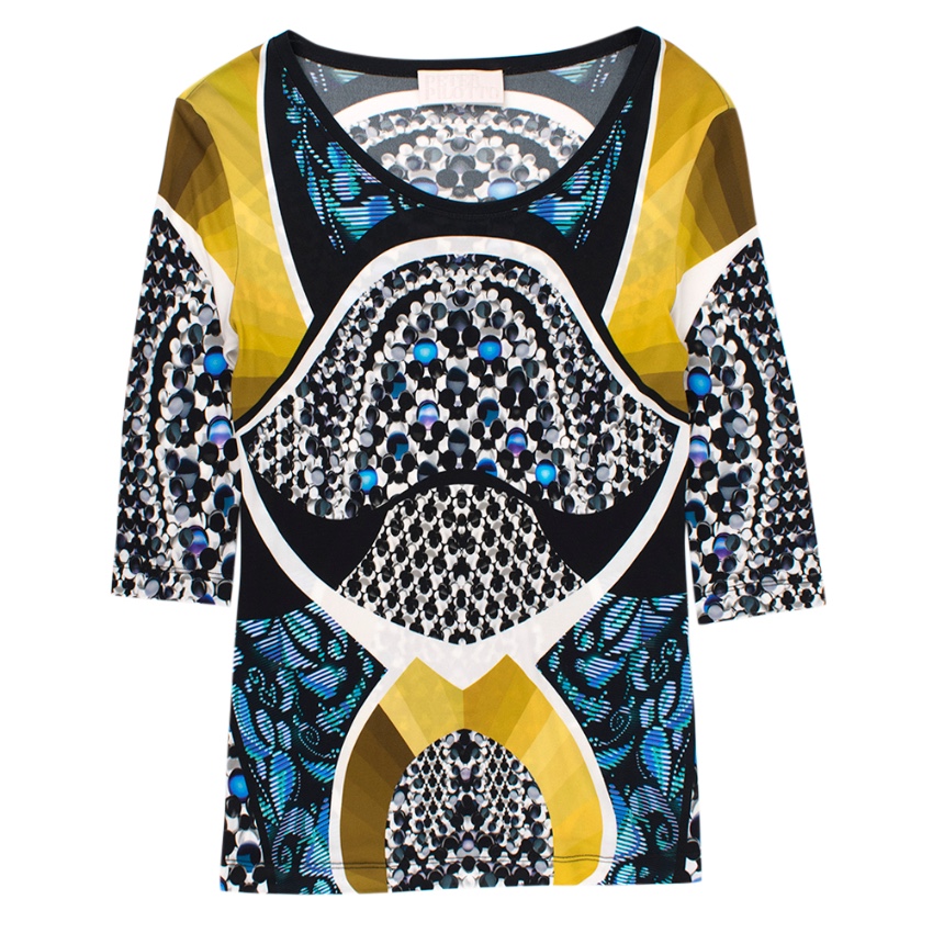 Peter Pilotto Black  Yellow Patterned Sheer Top Size XS Floral / Patterned viscose