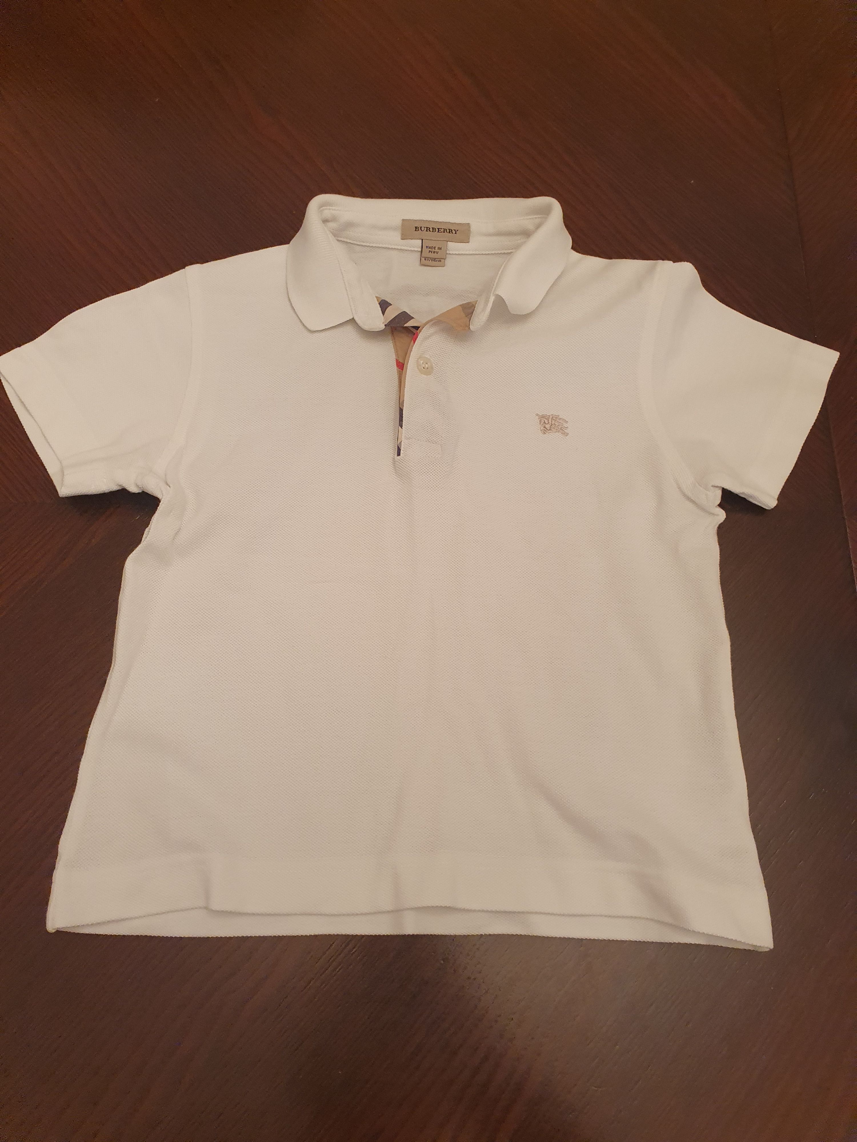 Boys Preowned Burberry Set of 2 cotton pique polo shirts Size 6 Years White/Red