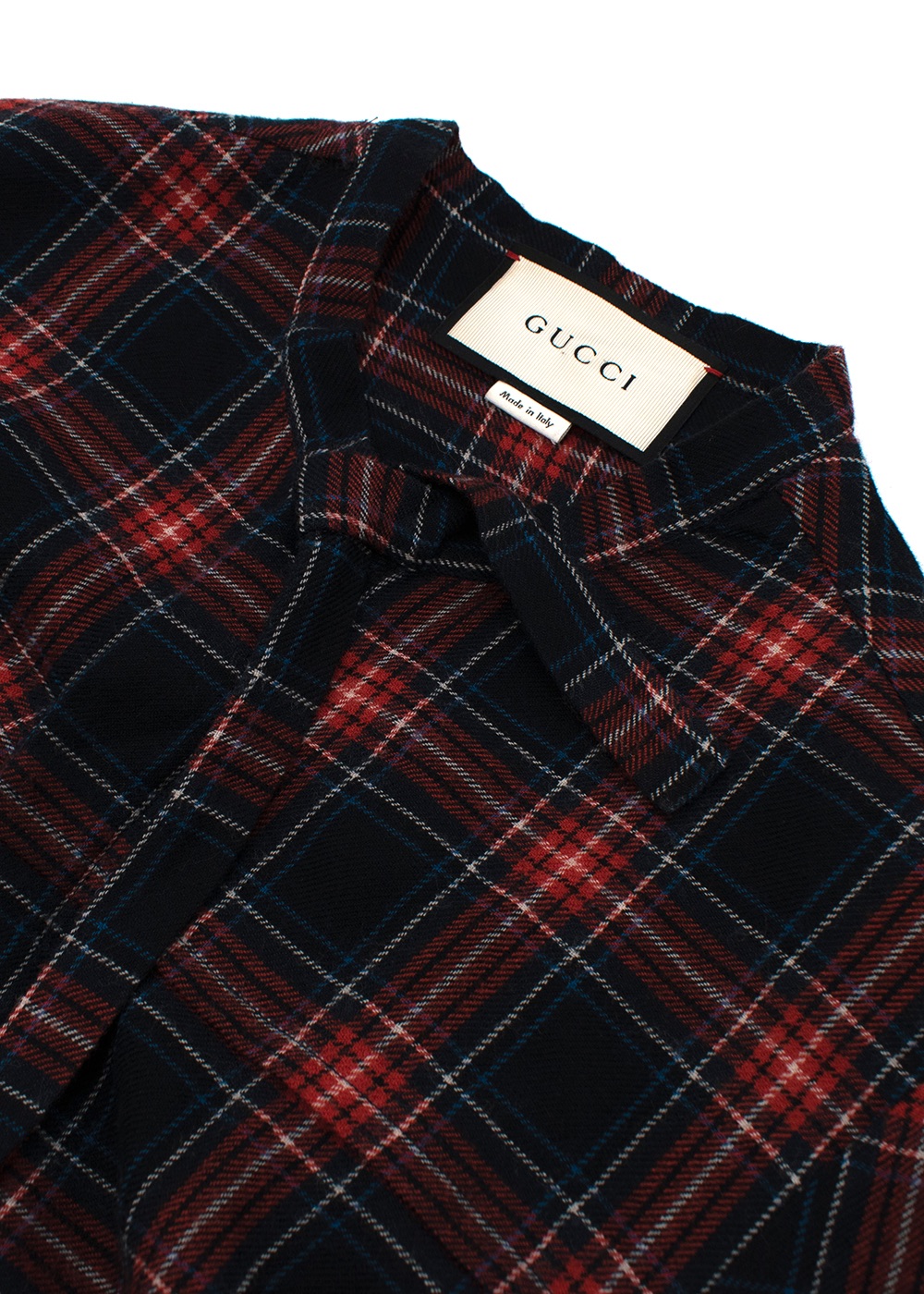 Men's Preowned Gucci Tartan Checked Cambridge Shirt Size S Red and navy cotton