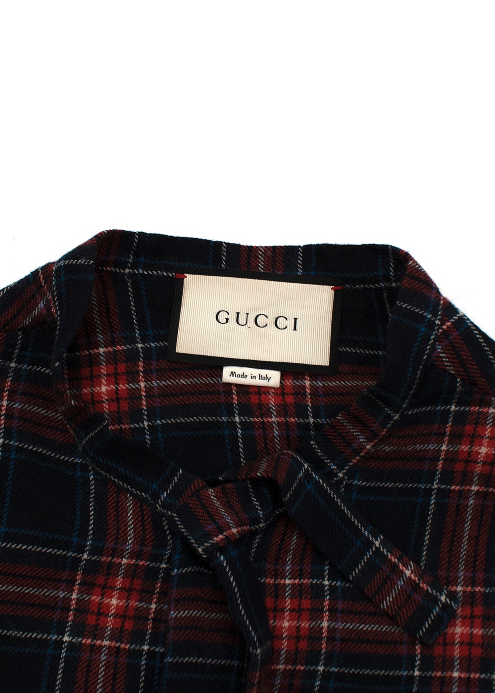 Men's Preowned Gucci Tartan Checked Cambridge Shirt Size S Red and navy cotton