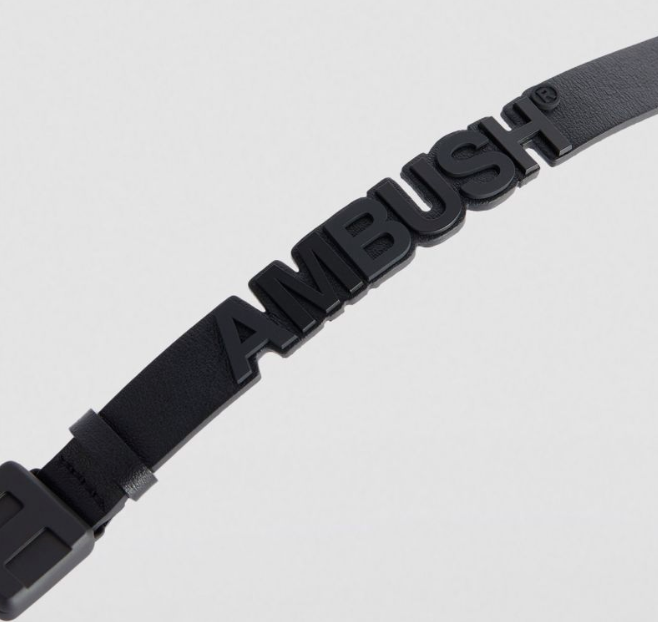 Ambush Black Leather Logo Bracelet