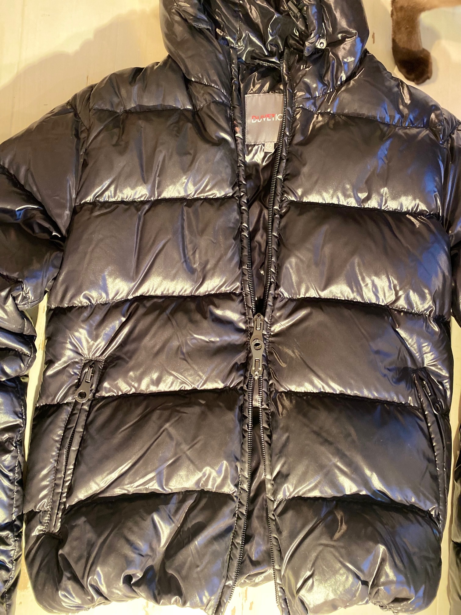 Preowned Duvetica Black Shiny Nylon Down Jacket Size M polyamide/goose down filling