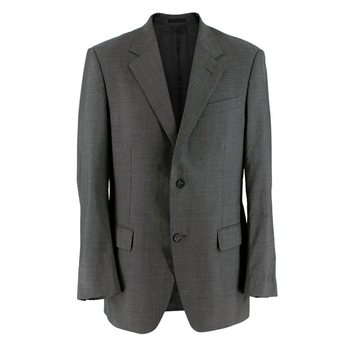 Men's Preowned Prada Grey Wool Single Breasted Blazer Size L